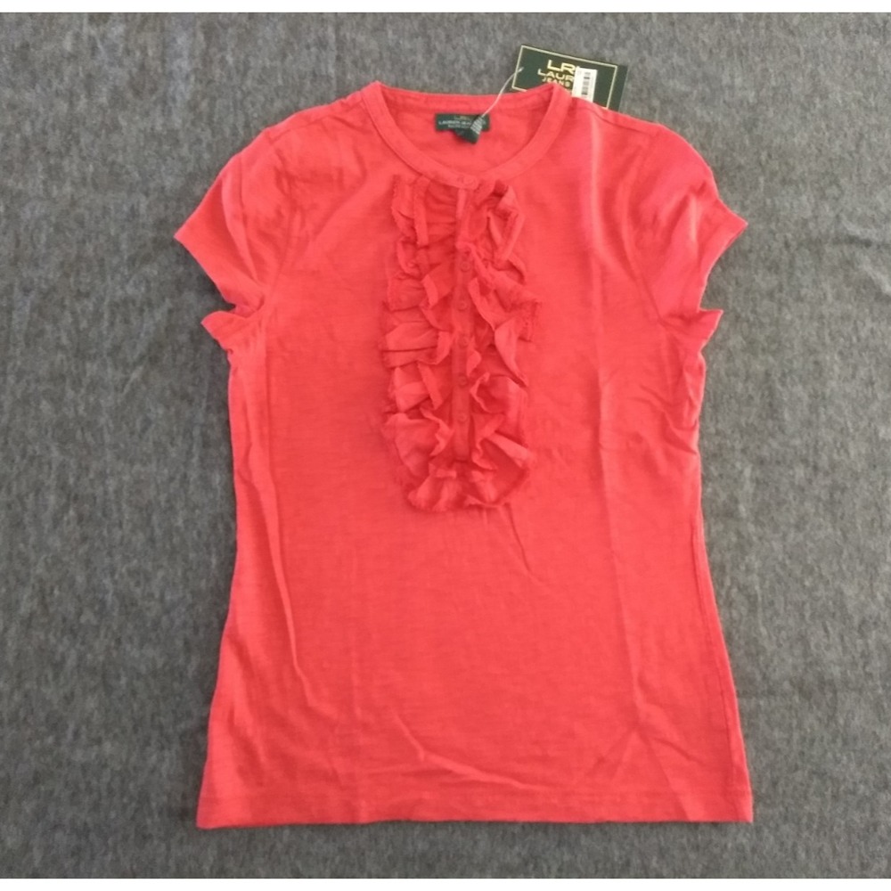 Ralph Lauren‎ Jeans Co Top Ruffle Lace Button Front LRL 100% Cotton Womens S NWT